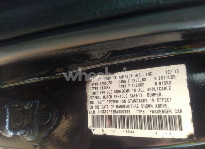 Photo 9 of 2011 Honda Accord 2.4 LX (VIN 1HGCP2F35BA059386)