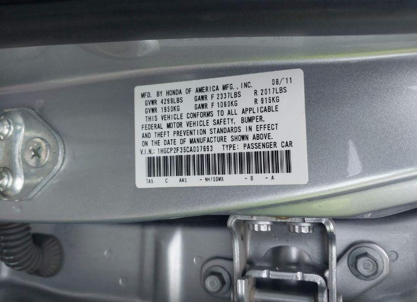 Photo 9 of 2012 Honda Accord 2.4 LX (VIN 1HGCP2F35CA007693)