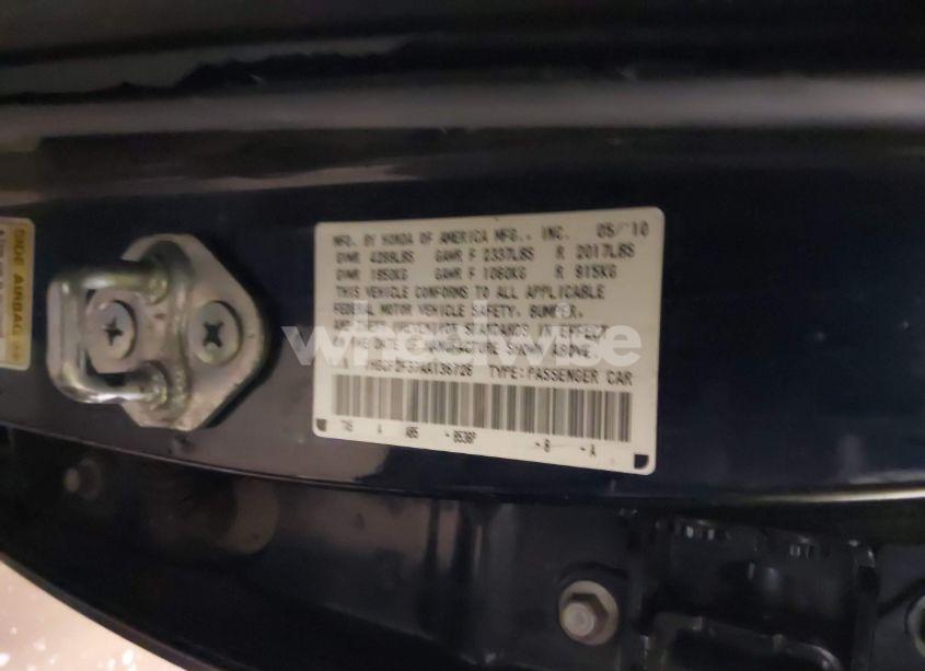 Photo 9 of 2010 Honda Accord 2.4 LX (VIN 1HGCP2F37AA136726)