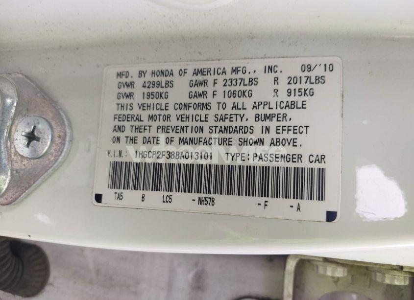 Photo 9 of 2011 Honda Accord 2.4 LX (VIN 1HGCP2F38BA013101)