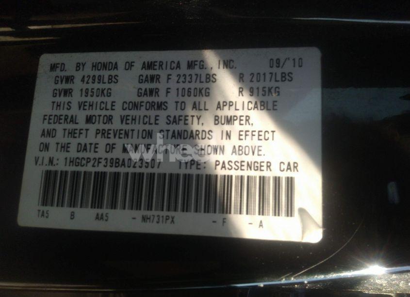 Photo 9 of 2011 Honda Accord 2.4 LX (VIN 1HGCP2F39BA023507)