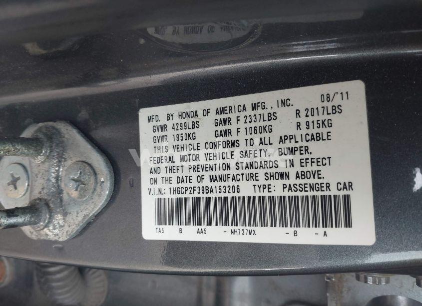 Photo 9 of 2011 Honda Accord 2.4 LX (VIN 1HGCP2F39BA153206)