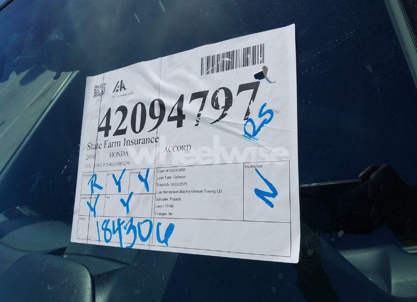 Photo 17 of 2010 Honda Accord 2.4 LX-P (VIN 1HGCP2F40AA003296)