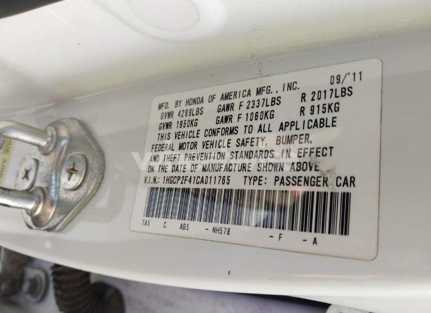 Photo 9 of 2012 Honda Accord 2.4 LX-P (VIN 1HGCP2F41CA011765)