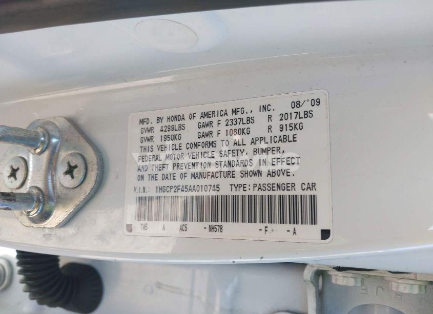 Photo 9 of 2010 Honda Accord 2.4 LX-P (VIN 1HGCP2F45AA010745)