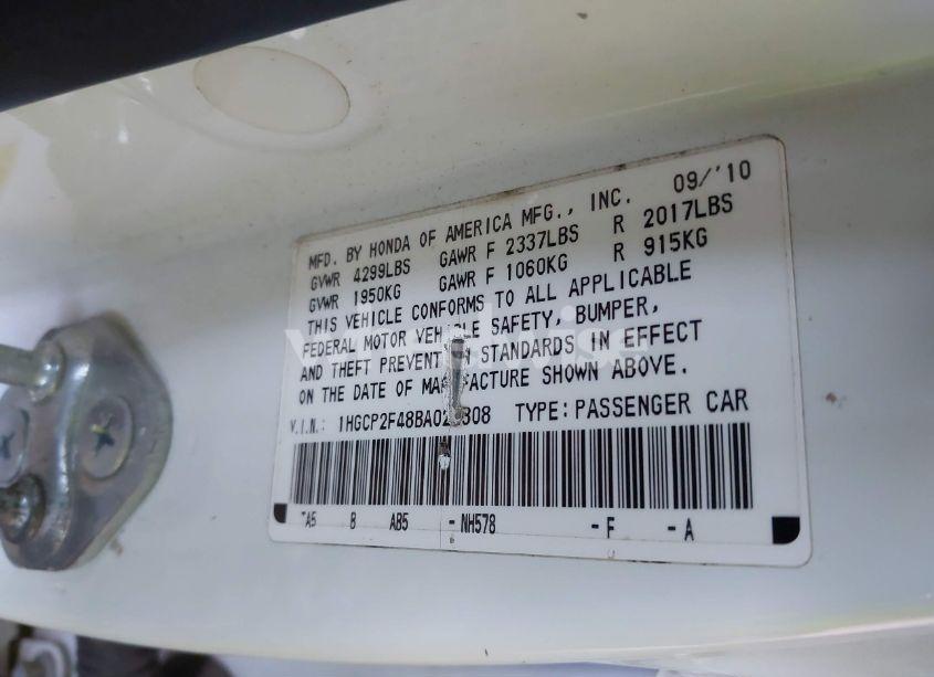 Photo 9 of 2011 Honda Accord 2.4 LX-P (VIN 1HGCP2F48BA022308)