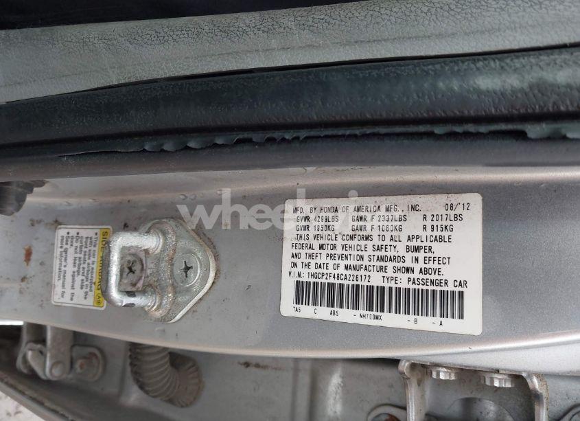 Photo 9 of 2012 Honda Accord 2.4 LX-P (VIN 1HGCP2F48CA226172)