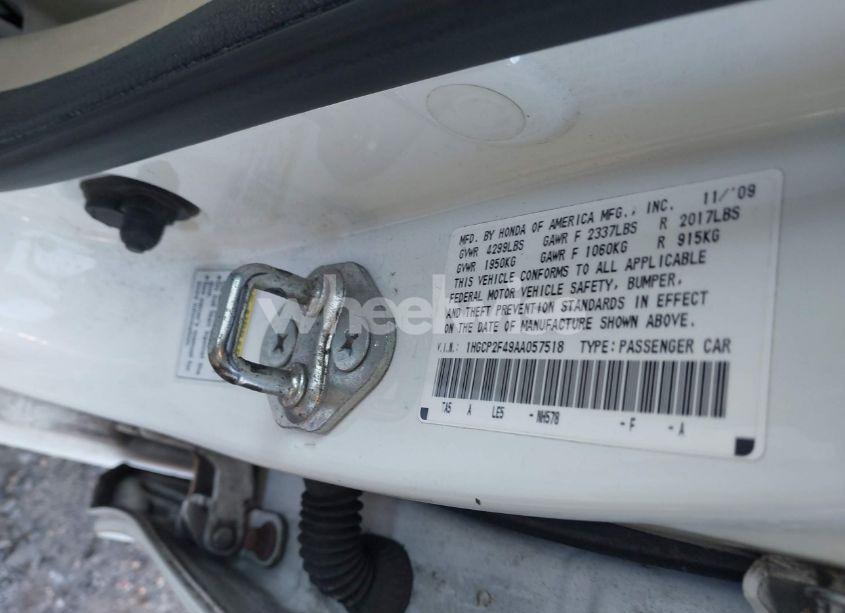Photo 9 of 2010 Honda Accord 2.4 LX-P (VIN 1HGCP2F49AA057518)