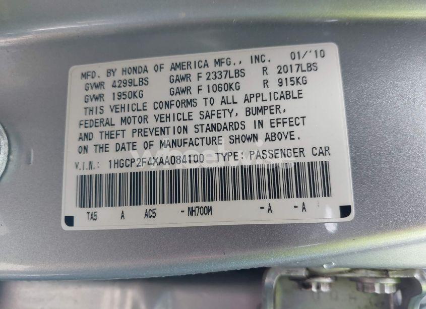 Photo 9 of 2010 Honda Accord 2.4 LX-P (VIN 1HGCP2F4XAA084100)