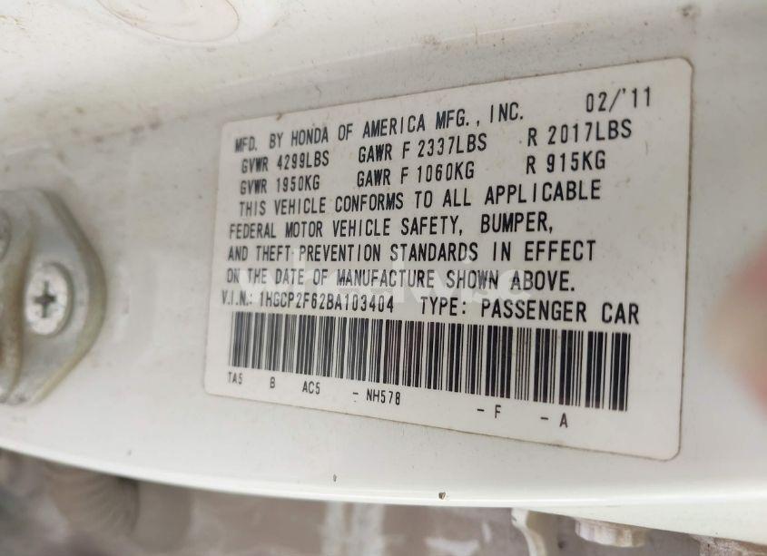 Photo 9 of 2011 Honda Accord 2.4 SE (VIN 1HGCP2F62BA103404)