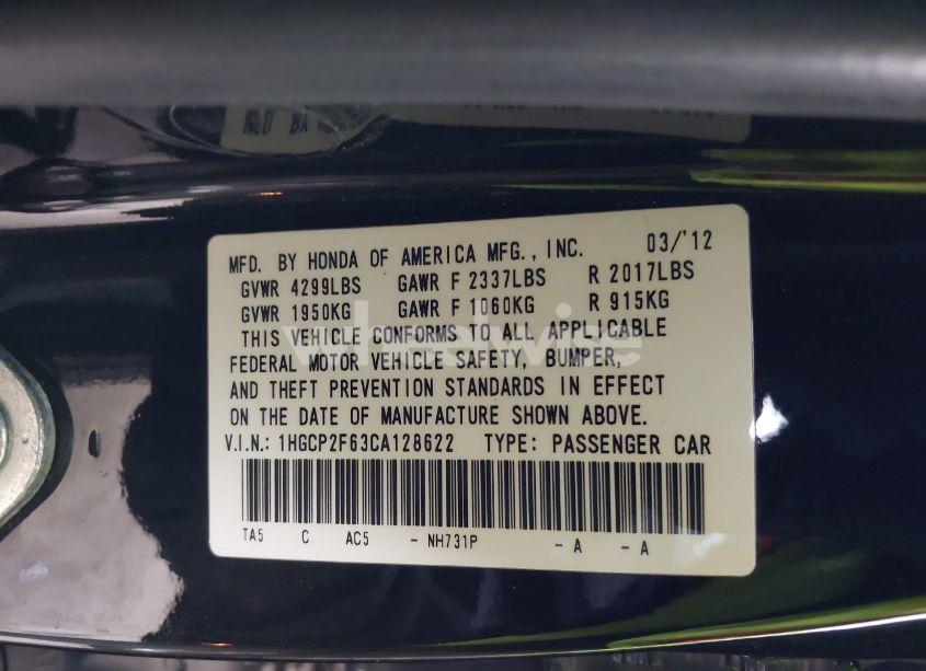 Photo 9 of 2012 Honda Accord 2.4 SE (VIN 1HGCP2F63CA128622)