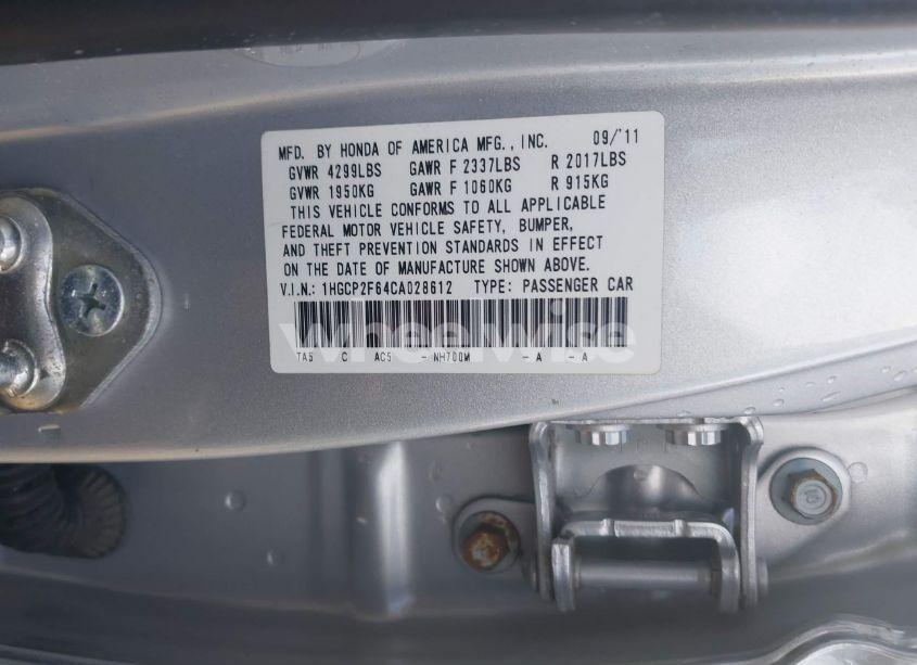Photo 9 of 2012 Honda Accord 2.4 SE (VIN 1HGCP2F64CA028612)
