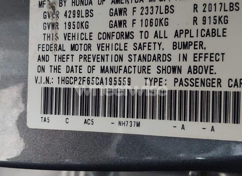 Photo 9 of 2012 Honda Accord 2.4 SE (VIN 1HGCP2F65CA195559)