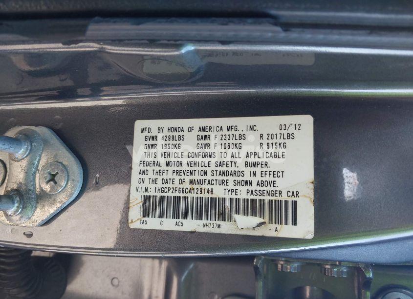 Photo 9 of 2012 Honda Accord 2.4 SE (VIN 1HGCP2F66CA129148)