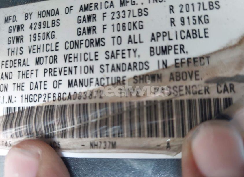 Photo 9 of 2012 Honda Accord 2.4 SE (VIN 1HGCP2F68CA083872)