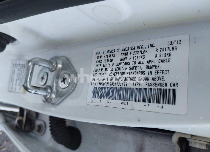 Photo 9 of 2012 Honda Accord 2.4 SE (VIN 1HGCP2F68CA133489)