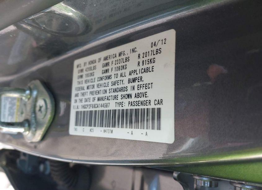 Photo 9 of 2012 Honda Accord 2.4 SE (VIN 1HGCP2F68CA144587)