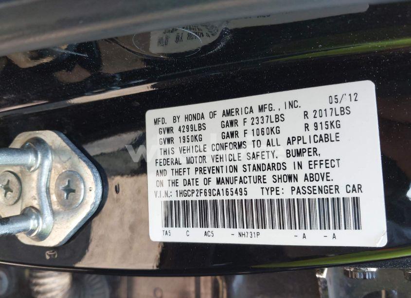 Photo 9 of 2012 Honda Accord 2.4 SE (VIN 1HGCP2F69CA165495)