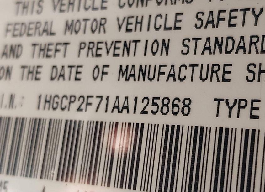 Photo 9 of 2010 Honda Accord 2.4 EX (VIN 1HGCP2F71AA125868)