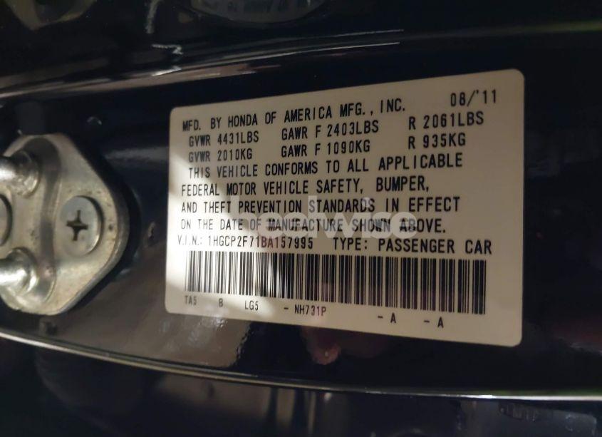 Photo 9 of 2011 Honda Accord 2.4 EX (VIN 1HGCP2F71BA157995)