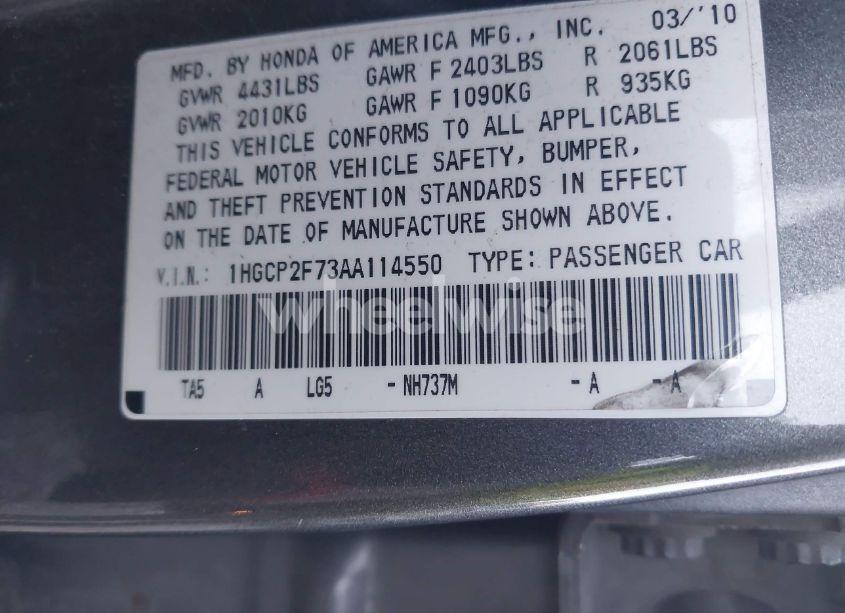 Photo 9 of 2010 Honda Accord 2.4 EX (VIN 1HGCP2F73AA114550)