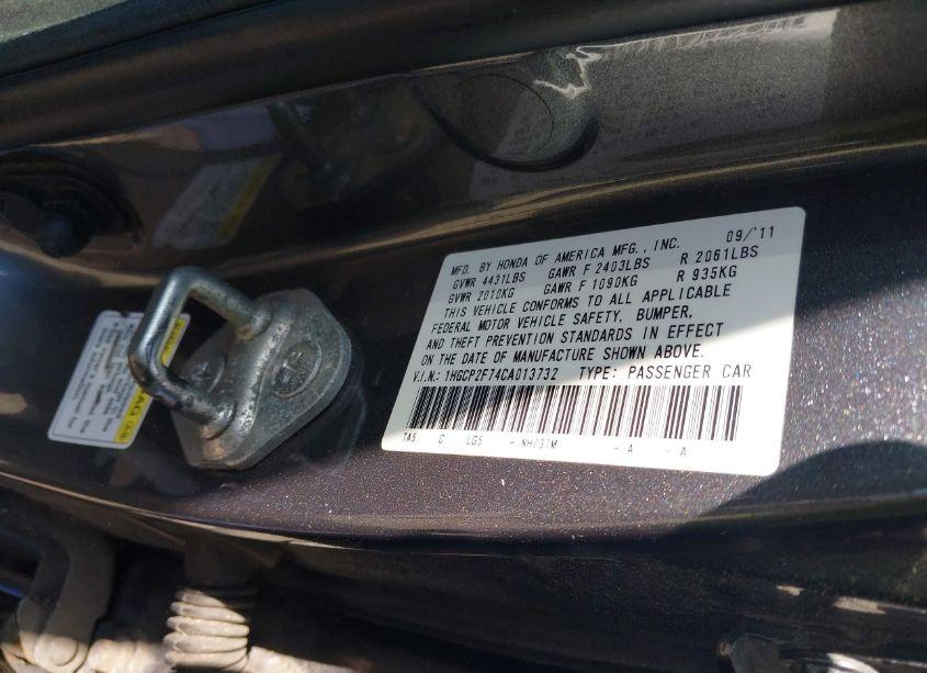 Photo 9 of 2012 Honda Accord 2.4 EX (VIN 1HGCP2F74CA013732)