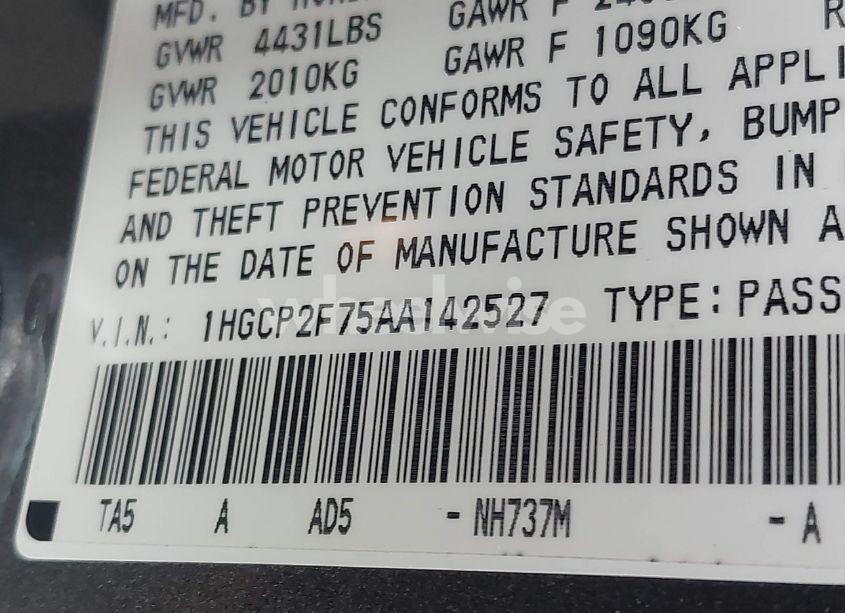 Photo 9 of 2010 Honda Accord 2.4 EX (VIN 1HGCP2F75AA142527)