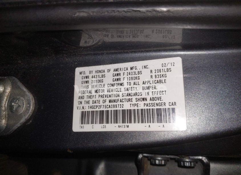 Photo 9 of 2012 Honda Accord 2.4 EX (VIN 1HGCP2F75CA099732)
