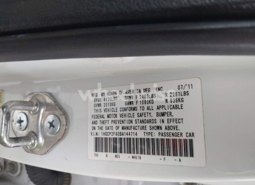 Photo 9 of 2011 Honda Accord 2.4 EX-L (VIN 1HGCP2F80BA144714)