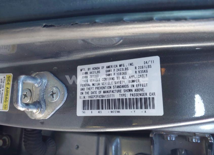 Photo 9 of 2011 Honda Accord 2.4 EX-L (VIN 1HGCP2F82BA120771)