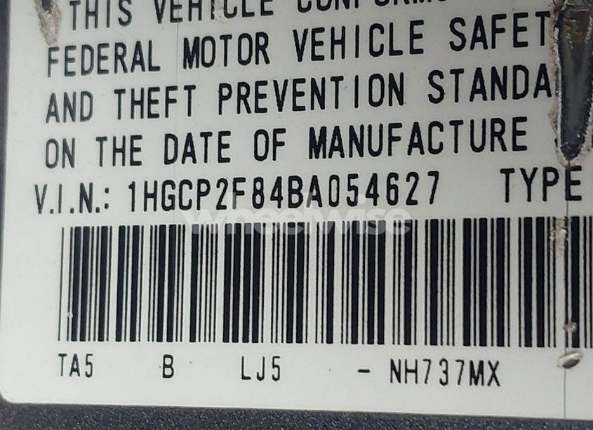 Photo 9 of 2011 Honda Accord 2.4 EX-L (VIN 1HGCP2F84BA054627)