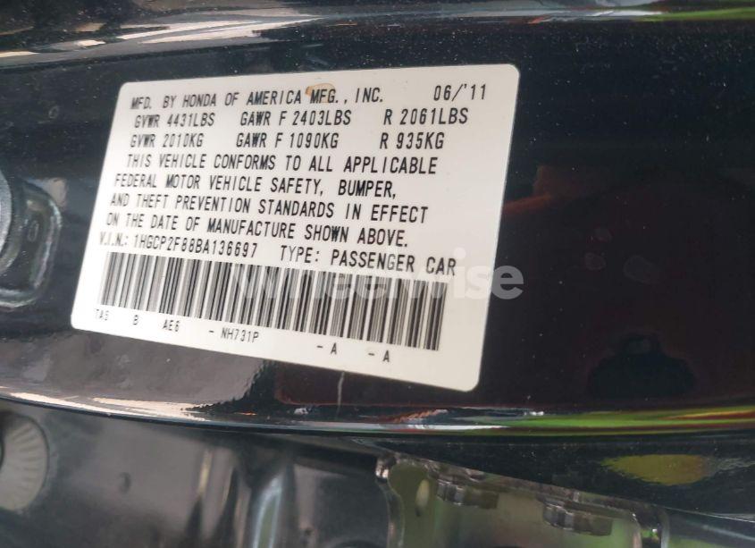 Photo 9 of 2011 Honda Accord 2.4 EX-L (VIN 1HGCP2F88BA136697)