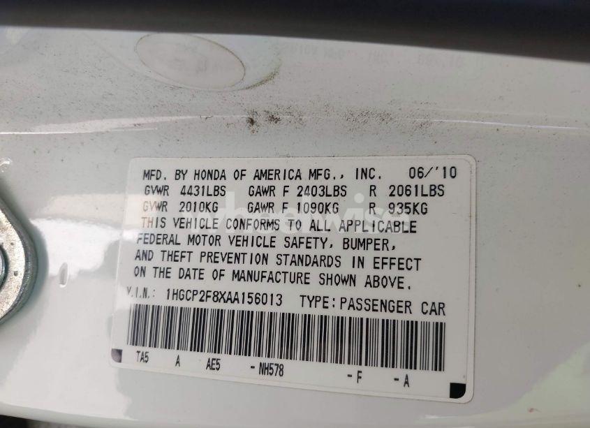 Photo 9 of 2010 Honda Accord 2.4 EX-L (VIN 1HGCP2F8XAA156013)