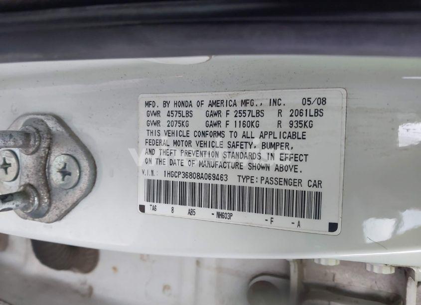 Photo 9 of 2008 Honda Accord 3.5 EX-L (VIN 1HGCP36808A069463)