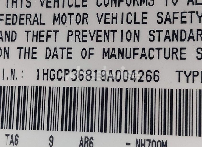 Photo 9 of 2009 Honda Accord 3.5 EX-L (VIN 1HGCP36819A004266)