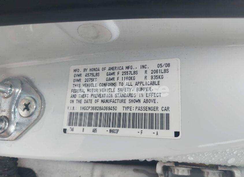Photo 9 of 2008 Honda Accord 3.5 EX-L (VIN 1HGCP36828A069450)