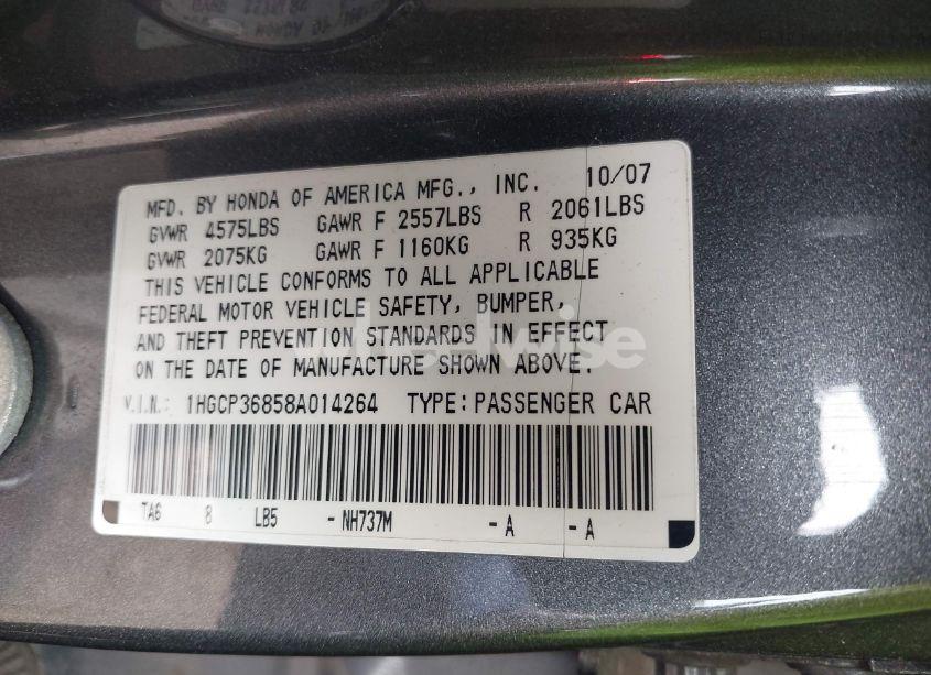 Photo 9 of 2008 Honda Accord 3.5 EX-L (VIN 1HGCP36858A014264)