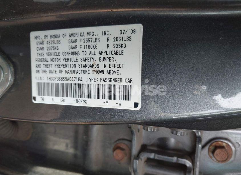 Photo 9 of 2009 Honda Accord 3.5 EX-L (VIN 1HGCP36859A047184)