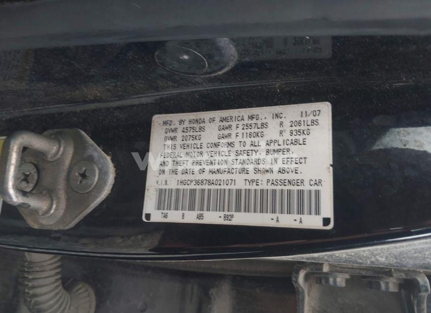 Photo 9 of 2008 Honda Accord 3.5 EX-L (VIN 1HGCP36878A021071)