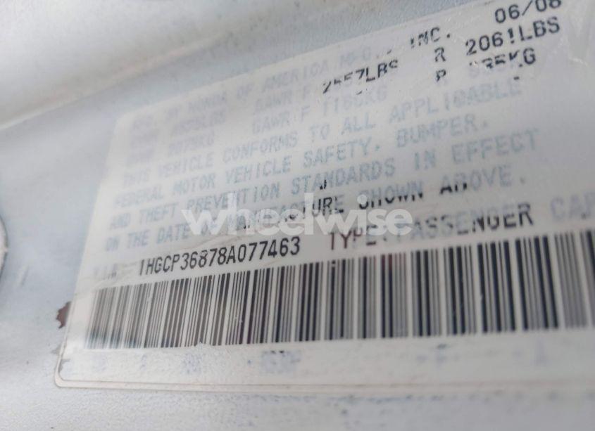 Photo 9 of 2008 Honda Accord 3.5 EX-L (VIN 1HGCP36878A077463)