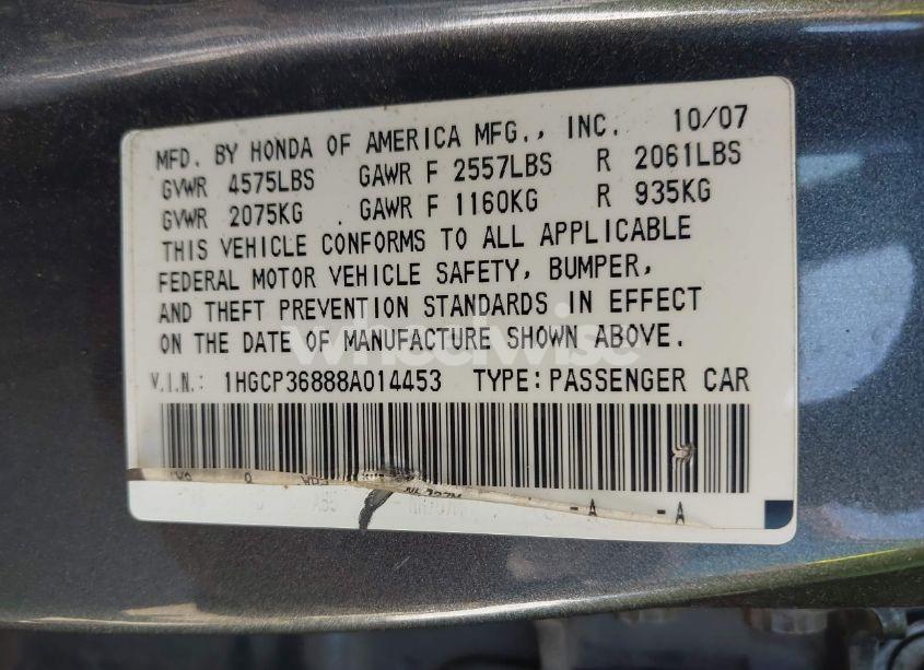 Photo 9 of 2008 Honda Accord 3.5 EX-L (VIN 1HGCP36888A014453)