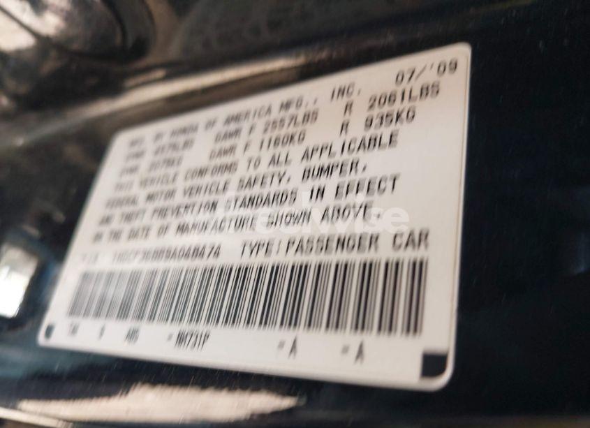 Photo 9 of 2009 Honda Accord 3.5 EX-L (VIN 1HGCP36889A048474)