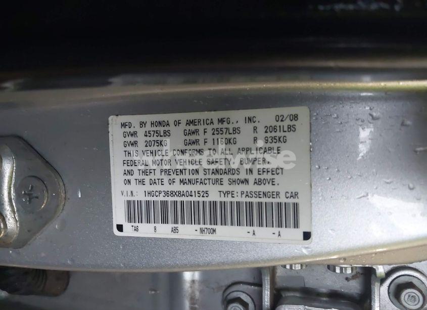 Photo 9 of 2008 Honda Accord 3.5 EX-L (VIN 1HGCP368X8A041525)