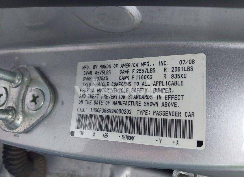 Photo 9 of 2009 Honda Accord 3.5 EX-L (VIN 1HGCP368X9A000202)