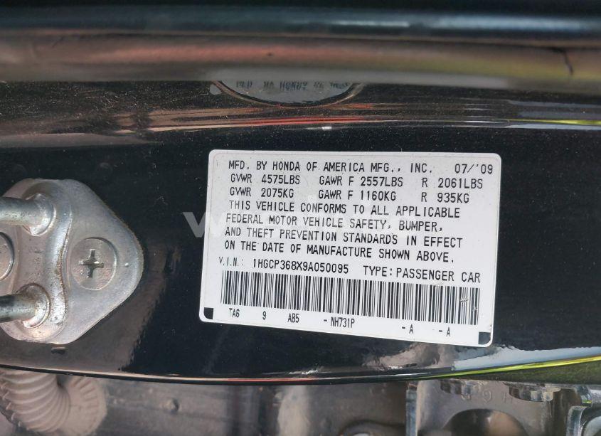 Photo 9 of 2009 Honda Accord 3.5 EX-L (VIN 1HGCP368X9A050095)