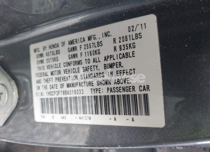 Photo 9 of 2011 Honda Accord 3.5 EX (VIN 1HGCP3F78BA018033)