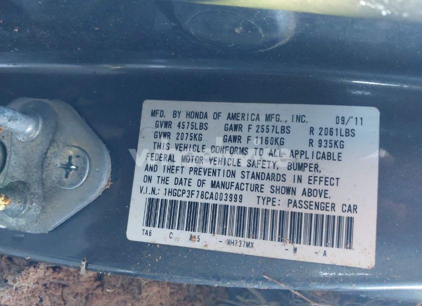 Photo 9 of 2012 Honda Accord 3.5 EX (VIN 1HGCP3F78CA003999)