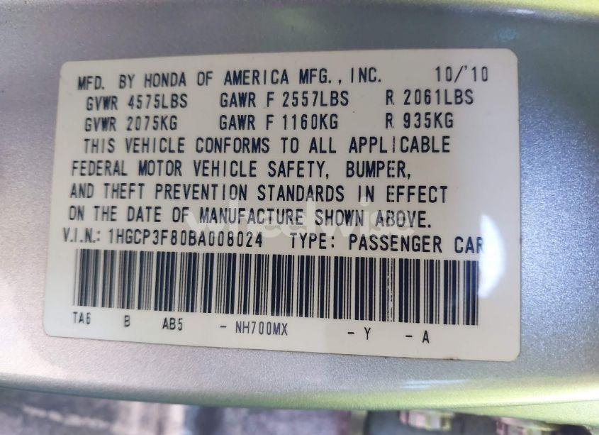 Photo 9 of 2011 Honda Accord 3.5 EX-L (VIN 1HGCP3F80BA008024)