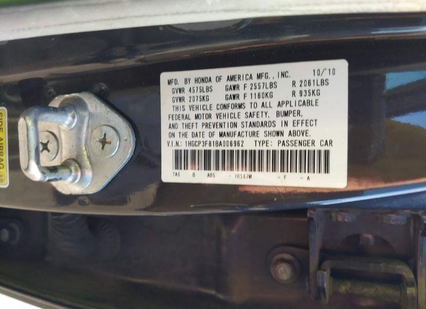 Photo 9 of 2011 Honda Accord 3.5 EX-L (VIN 1HGCP3F81BA006962)