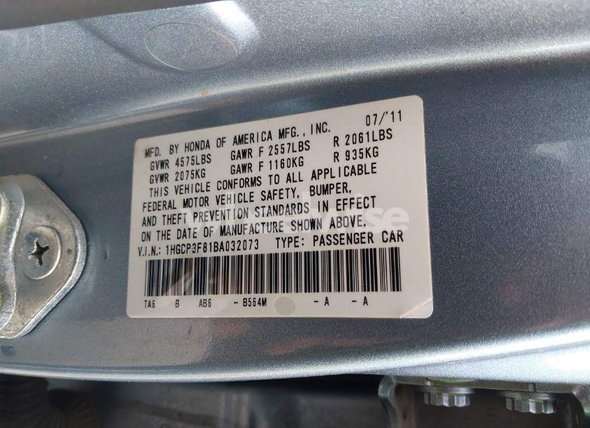 Photo 9 of 2011 Honda Accord 3.5 EX-L (VIN 1HGCP3F81BA032073)